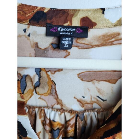 Cocomo Woman Popover Tunic sz 3X Abstract Print flutter sleeve office, career - Picture 5 of 8